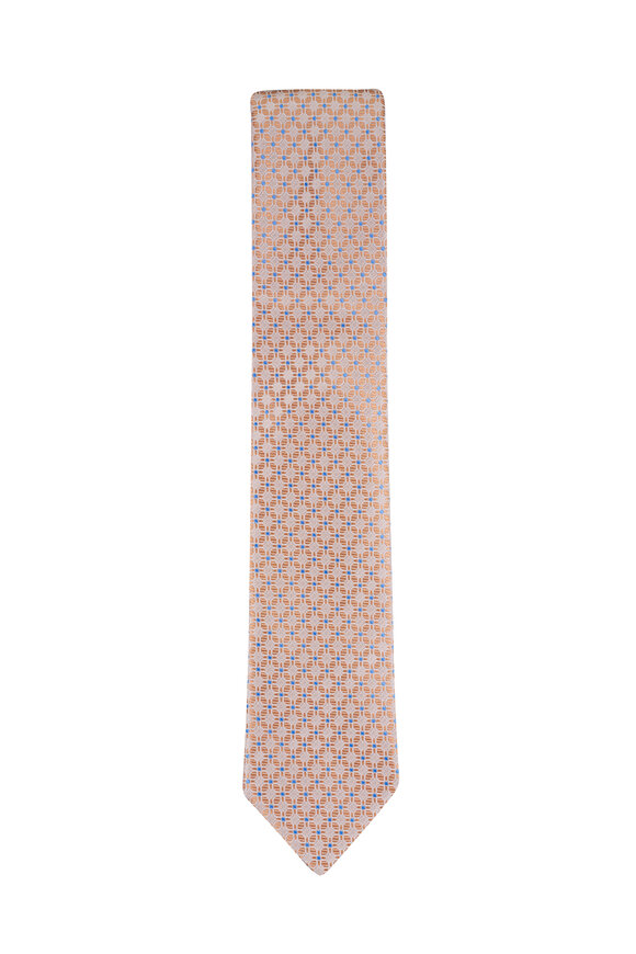 Eton Beige Medallion Woven Silk Necktie