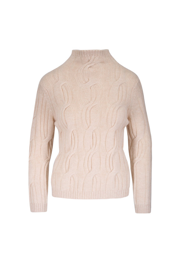 Kinross Luxe Sandstone Cable Knit Sweater - view 1