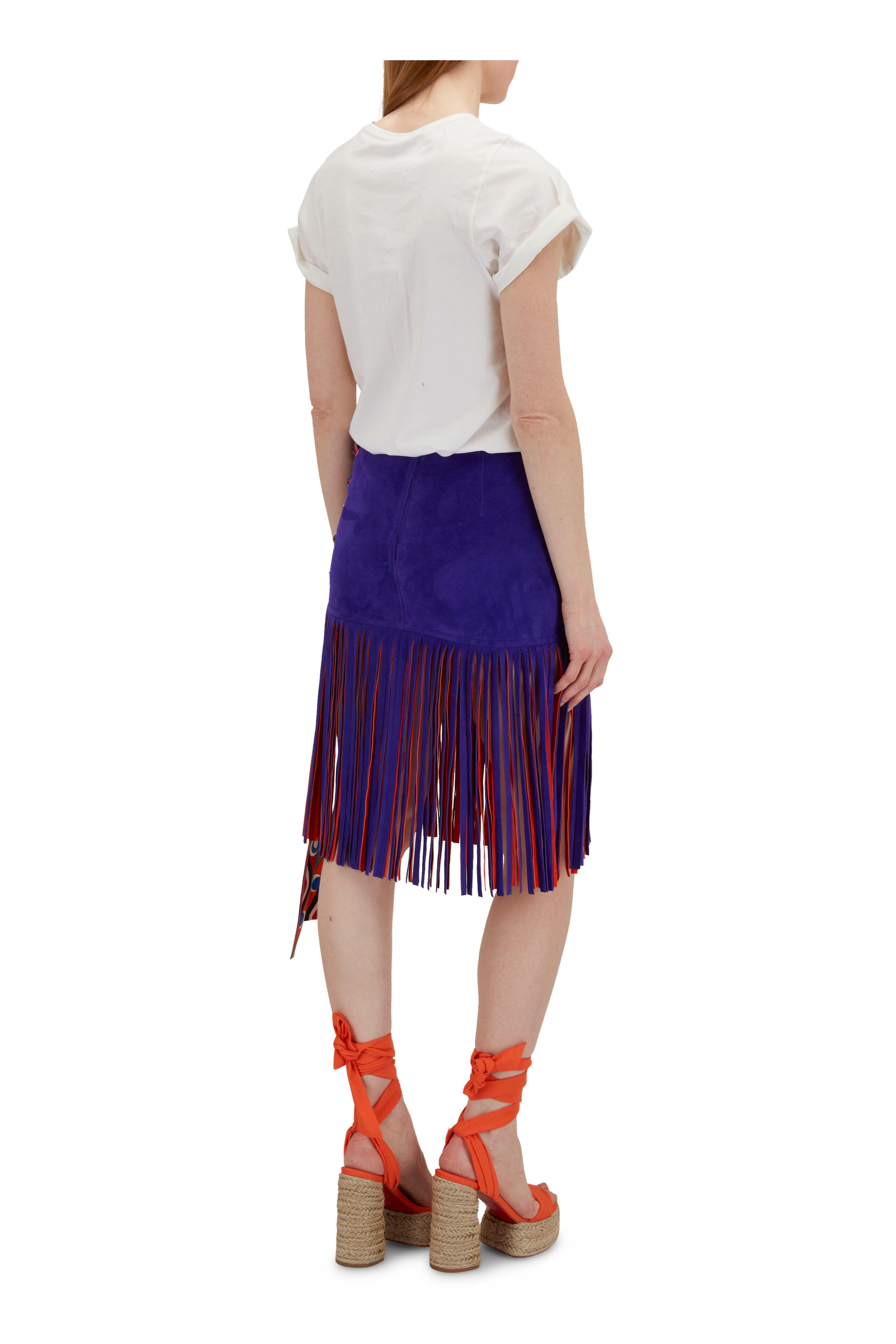 Pucci - Purple & Orange Suede Fringe Skirt | Mitchell Stores