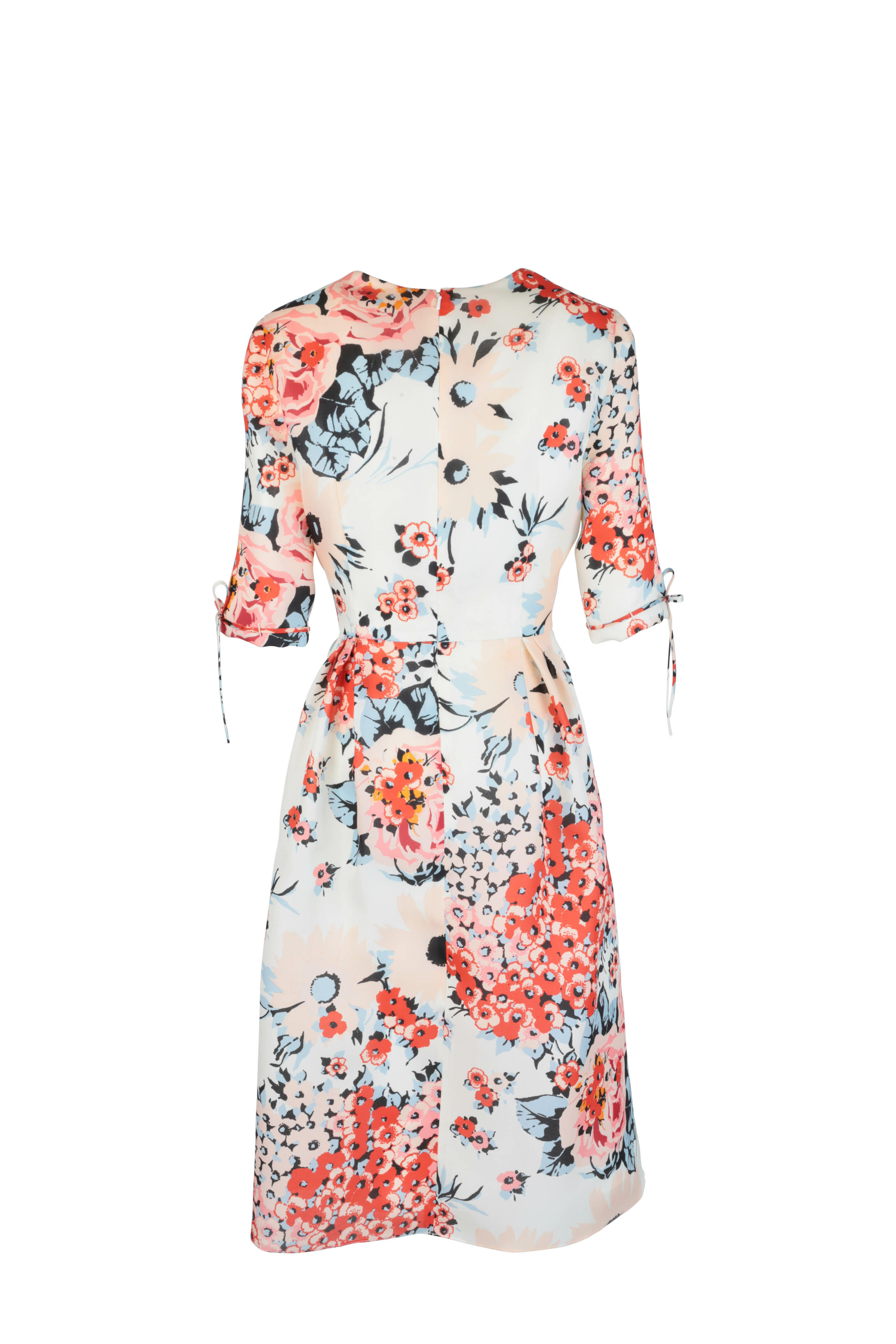 Carolina Herrera - Multi-Color Silk Floral Fit & Flare Dress