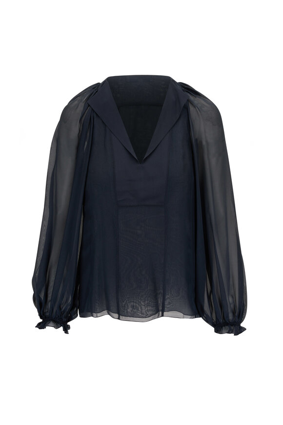 Dorothee Schumacher - Love Of Lightness Navy Sheer Blouse 