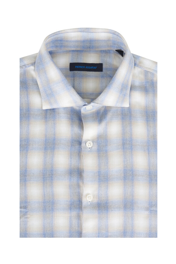 Patrick Assaraf Mist Shadow Plaid Cotton Sport Shirt - view 1