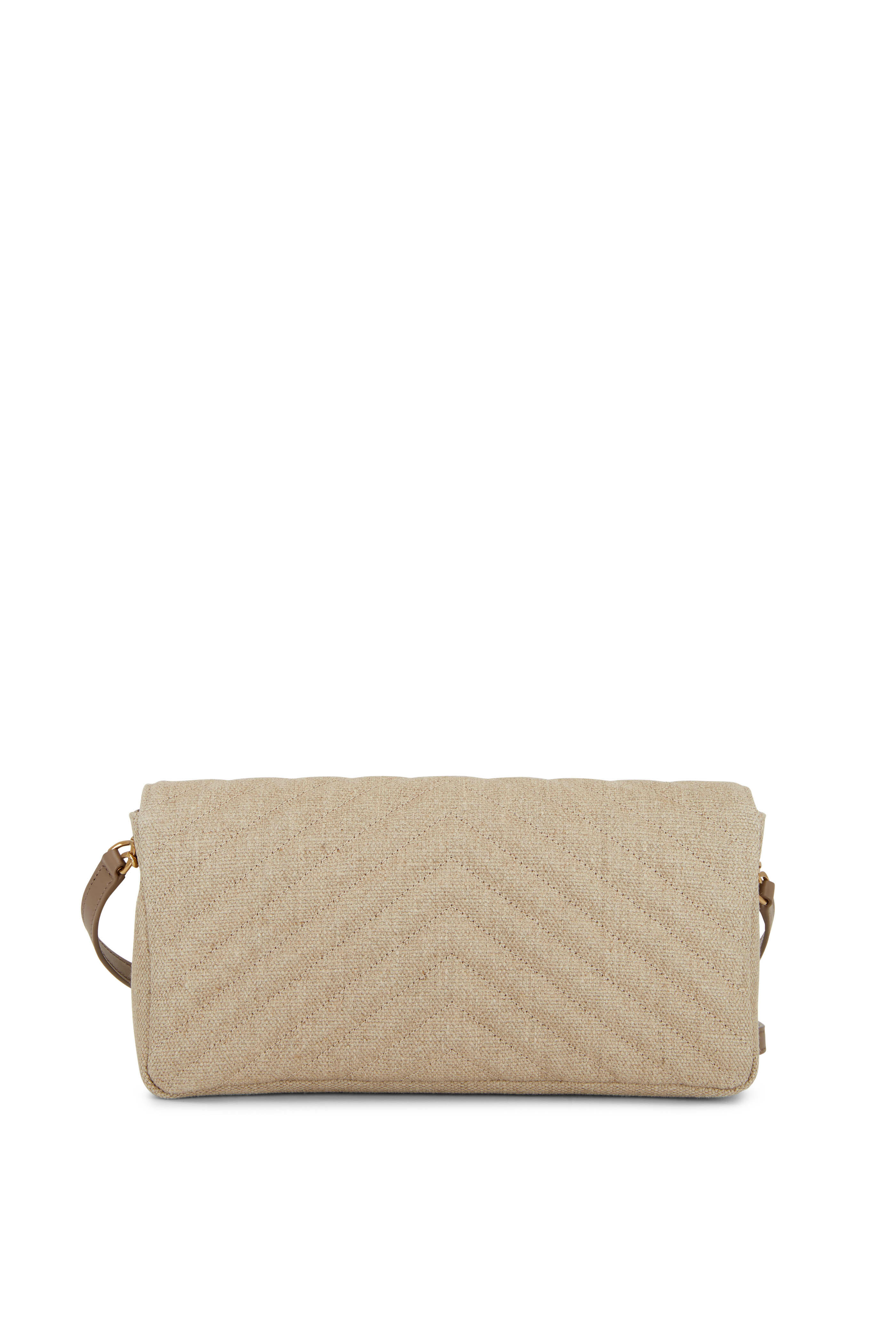 Saint Laurent Loulou Small Linen Shoulder Bag in Natural