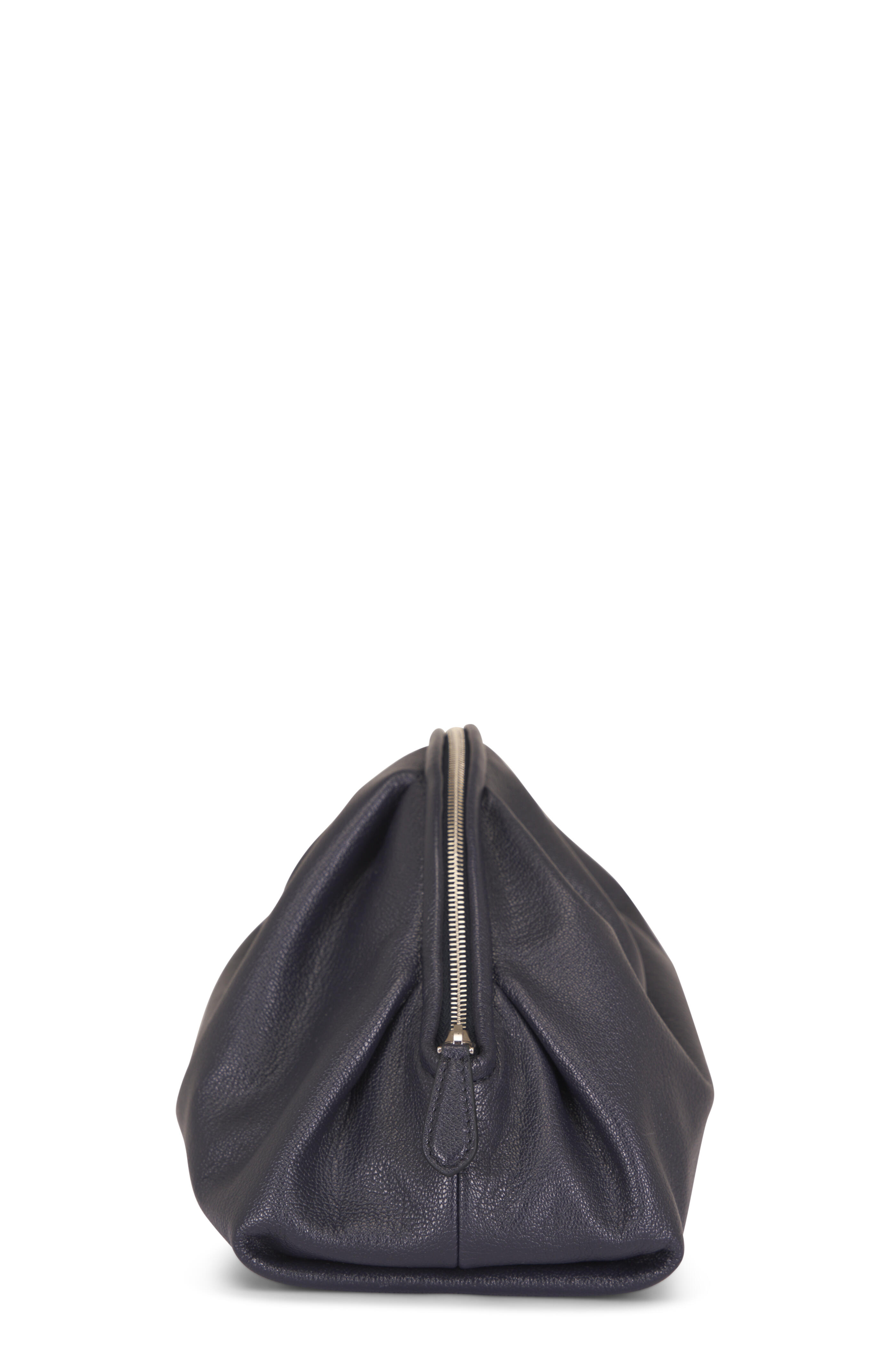 The Row - Charlotte Dark Navy Leather Clutch - view 3