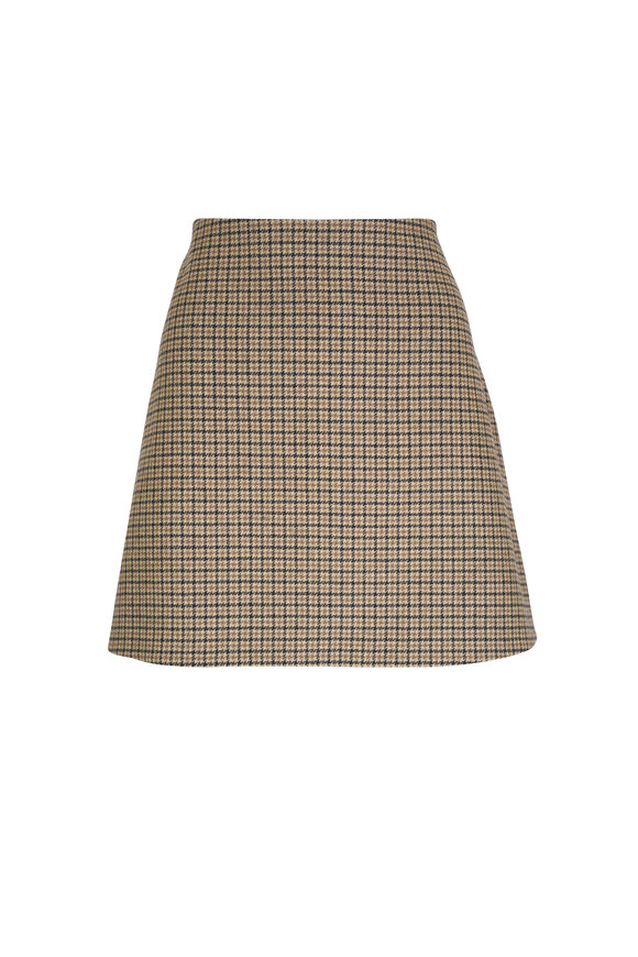 Moncler Camel Houndstooth Mini Skirt 