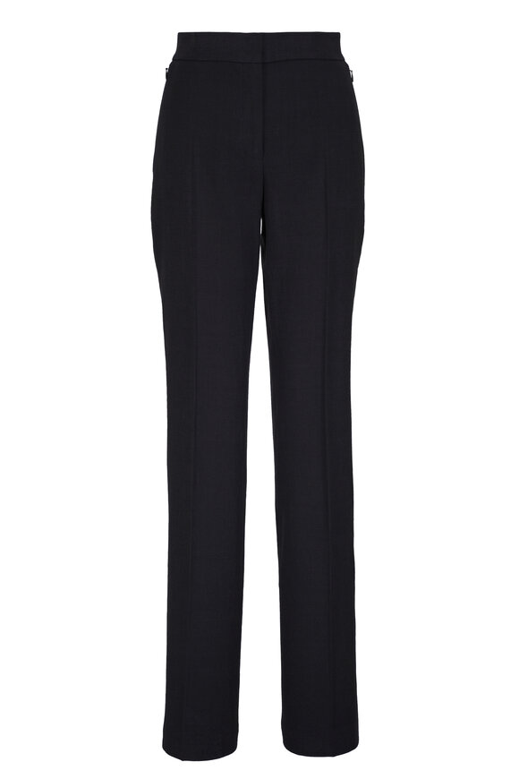 Akris Carl Black Linen & Wool Straight Leg Pant