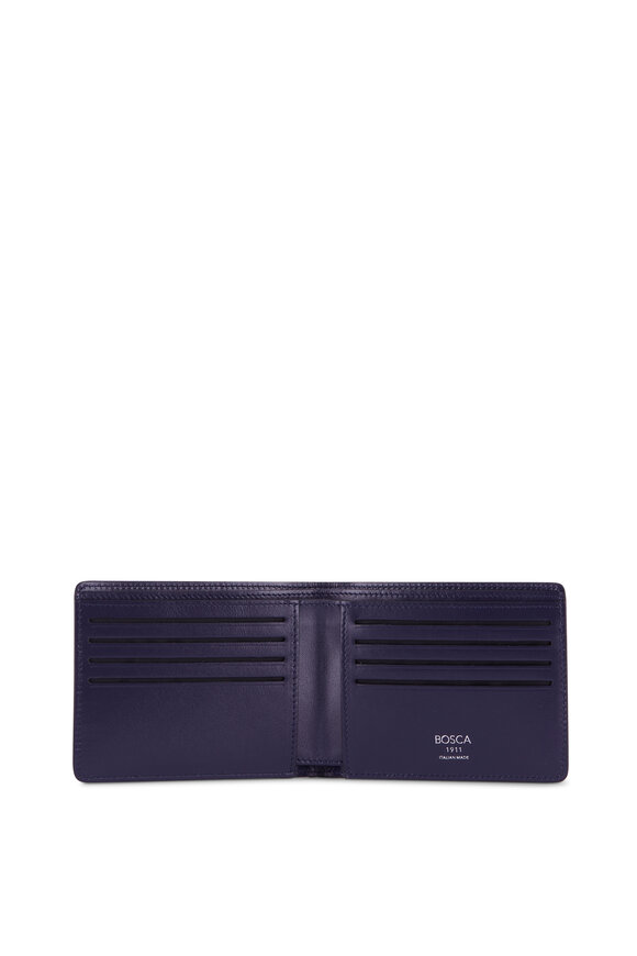 Bosca - Navy Grained Leather Bi-Fold Wallet