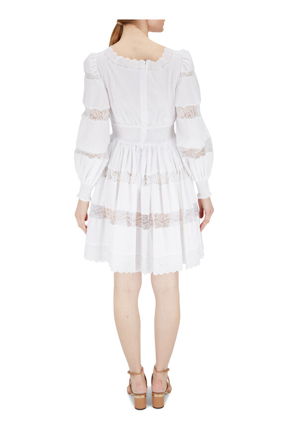 Dolce & Gabbana - White All Over Lace Inset Long Sleeve Dress