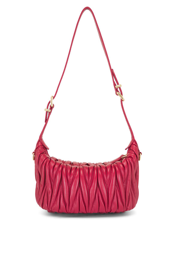 Miu Miu Rosso Red Quilted Nappa Leather Pouch - view 3