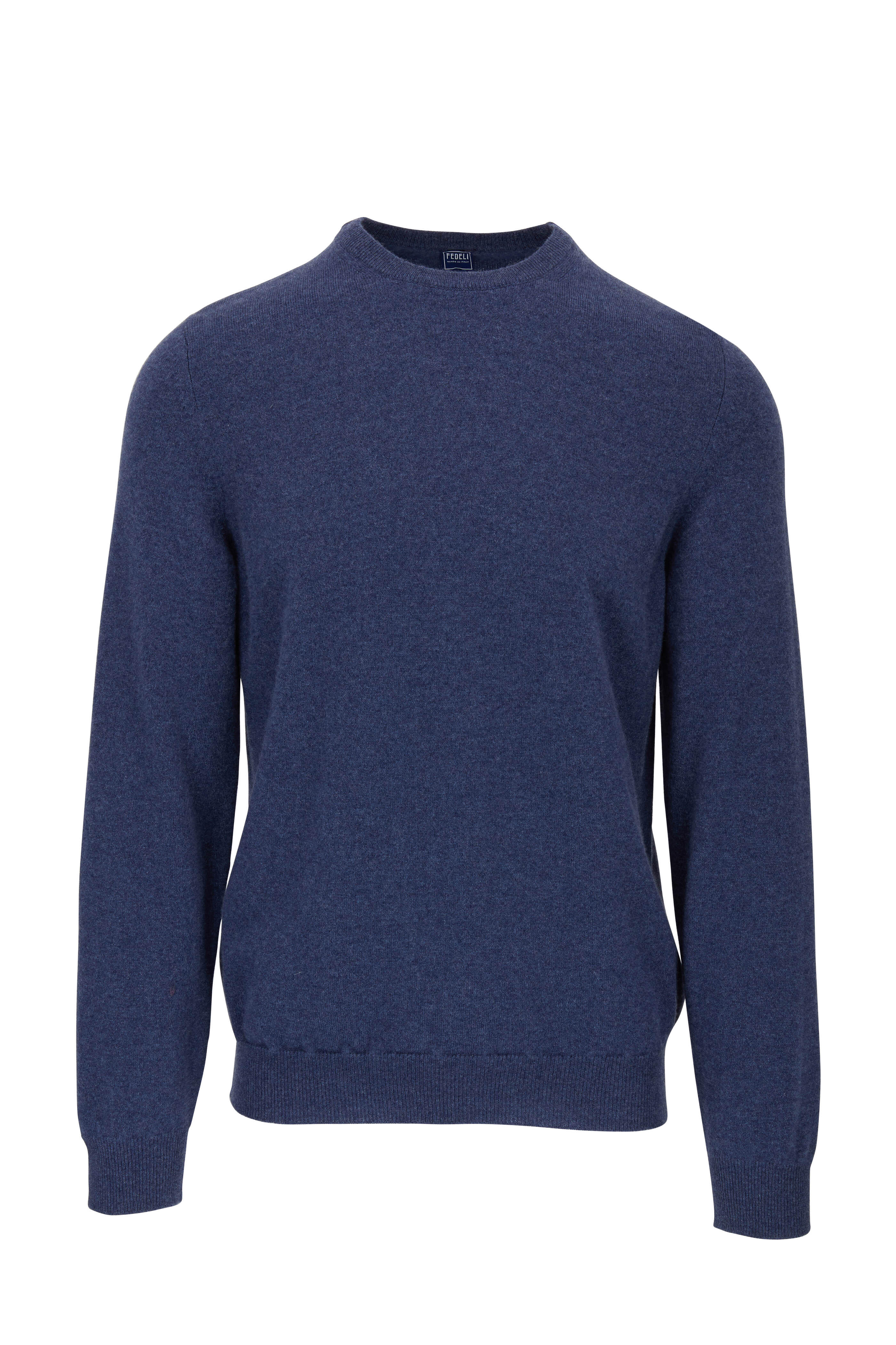 Fedeli - Blue Cashmere Crewneck Pullover | Mitchell Stores