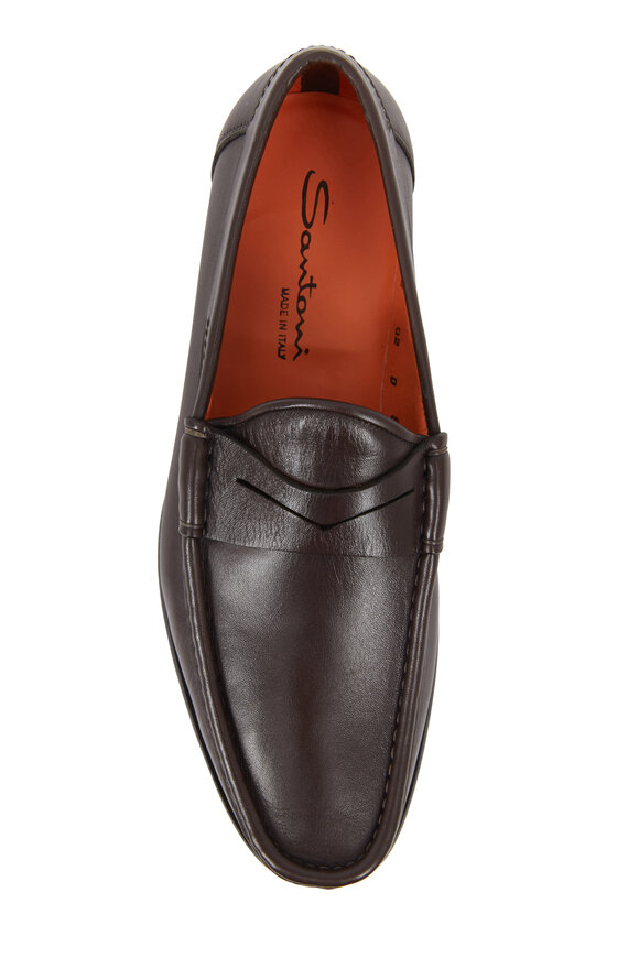 Santoni - Ascott Dark Brown Leather Penny Loafer