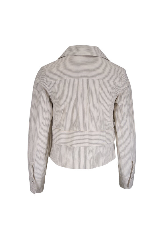 Odeeh Ivory Pin Stripe Gabardine Jacket - view 3