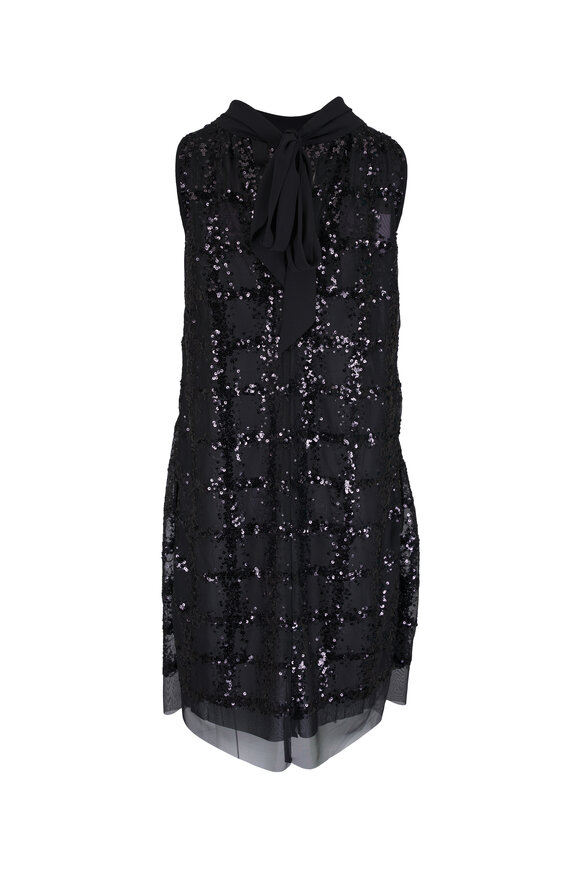 Talbot Runhof Black Sequin Tulle Mini Dress - view 3