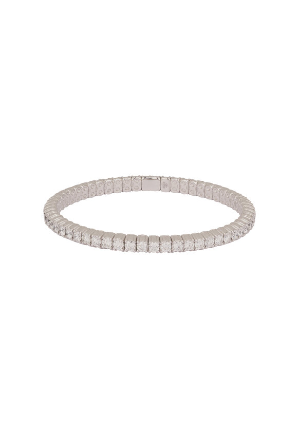 ZYDO 18k White Gold Medium Single Row Stretch Bracelet - view 1