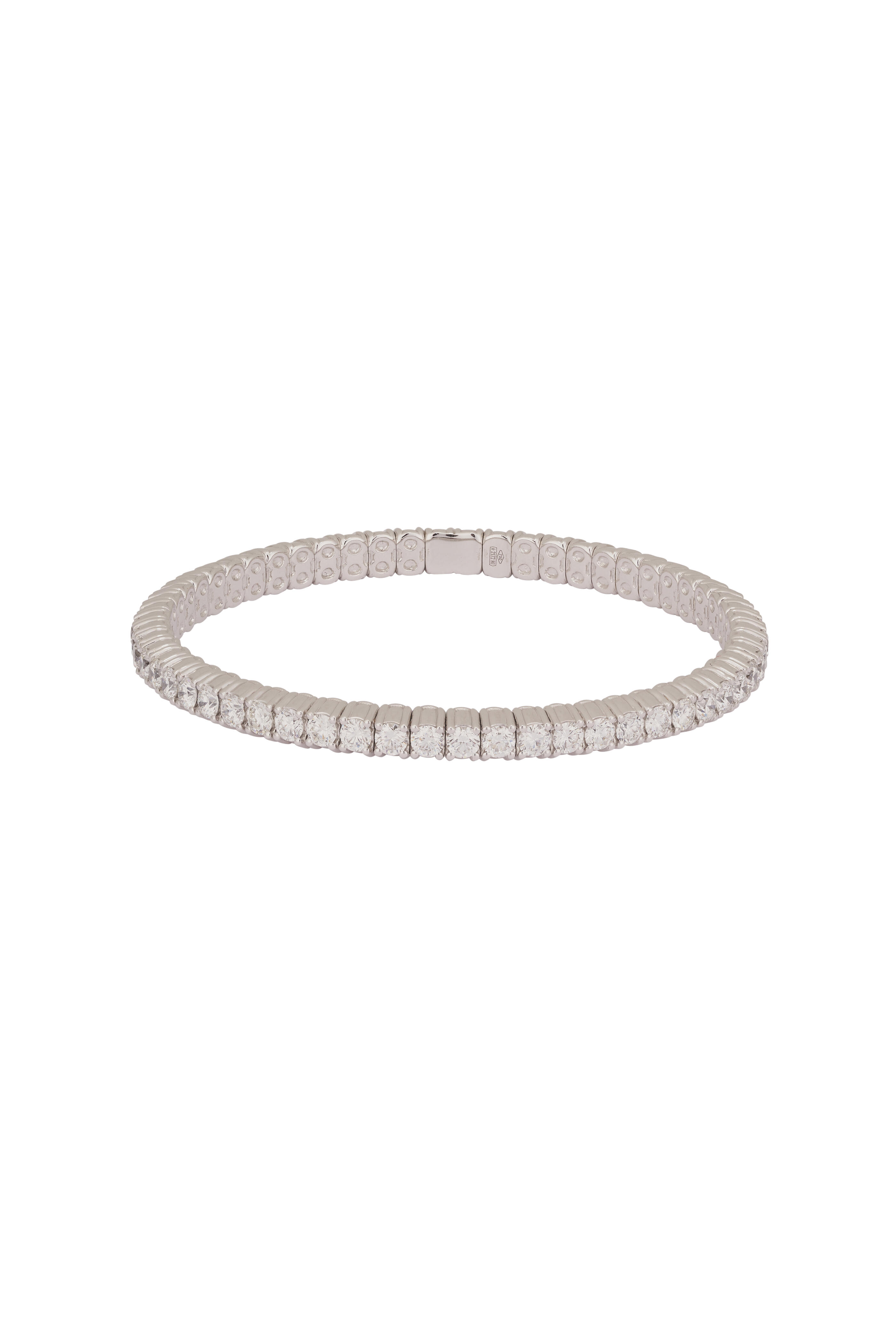 ZYDO - 18k White Gold Medium Single Row Stretch Bracelet - view 1