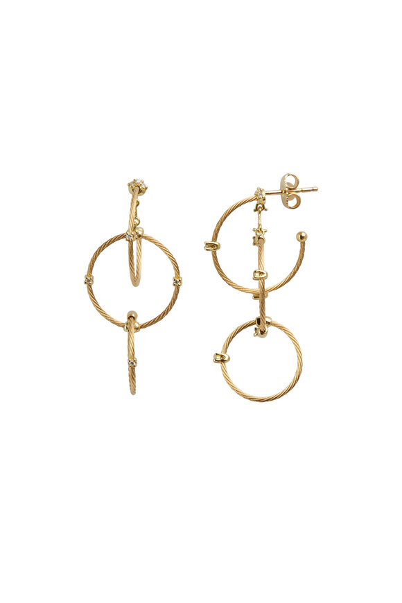Paul Morelli Yellow Gold Diamond Triple Wire Hoops
