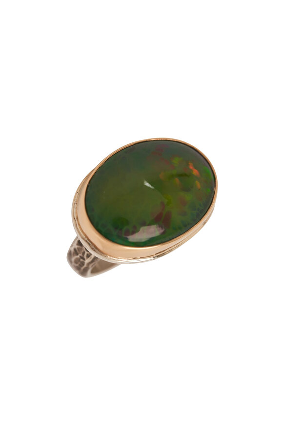 Tina Negri Green Opal Two Tone Ring