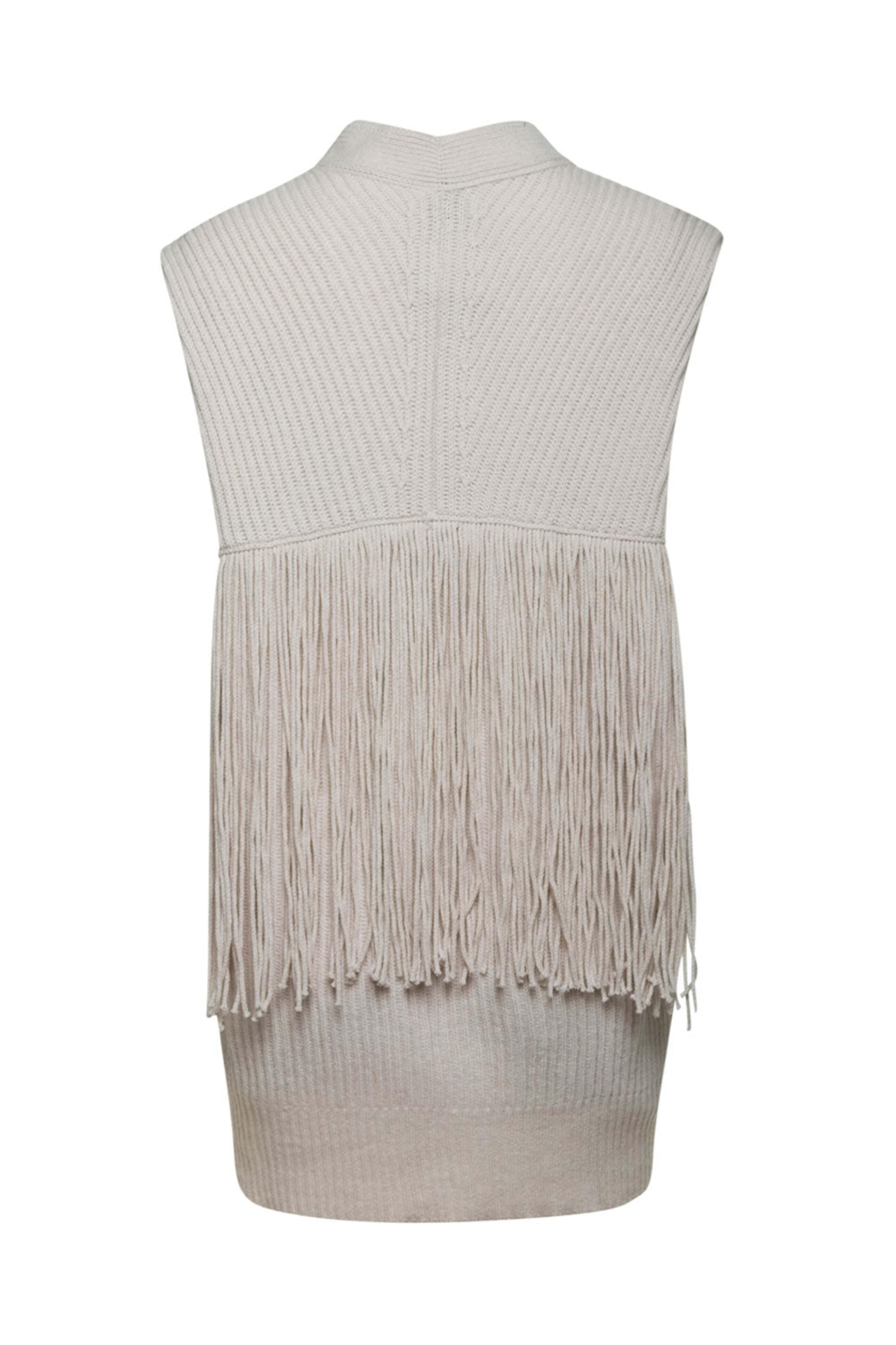 Nude - Off White Knit Sleeveless Fringe Vest