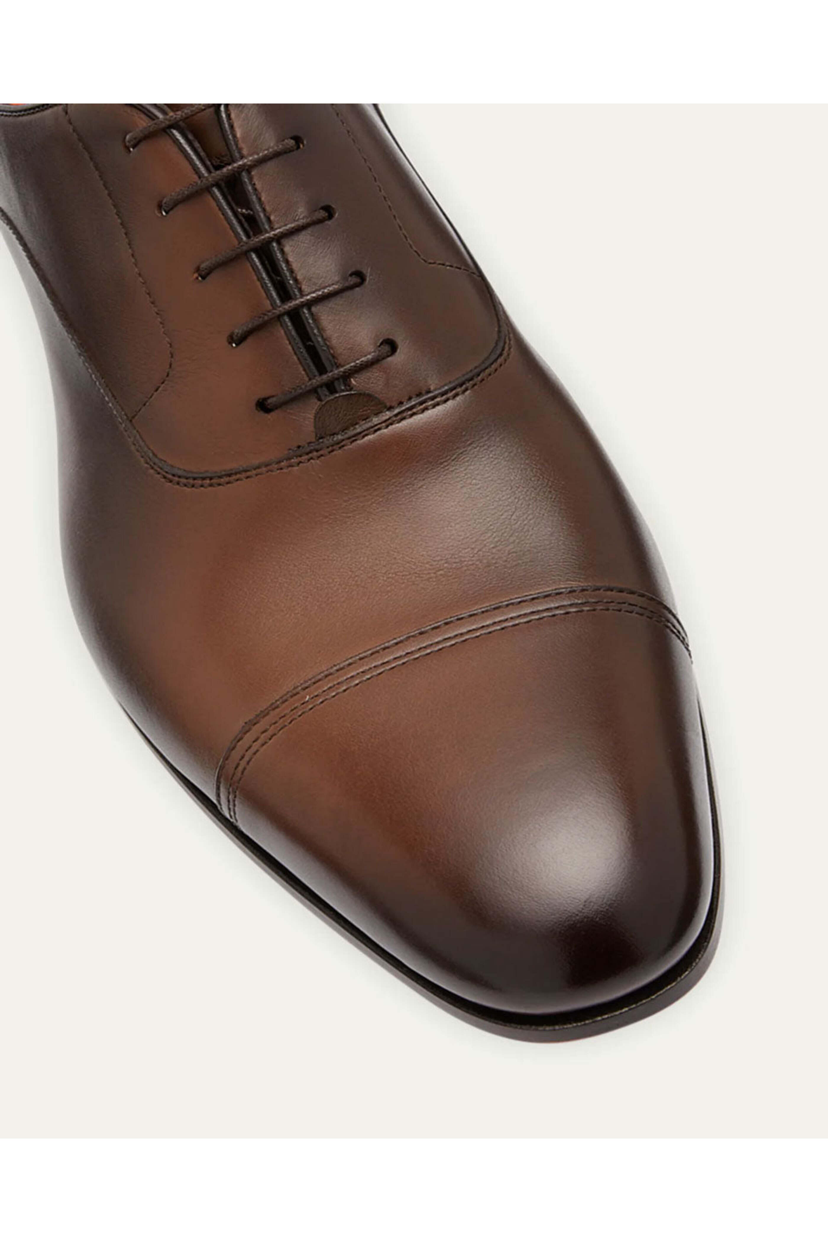 Santoni - Dole Cap Toe Leather Oxford in Dark Brown