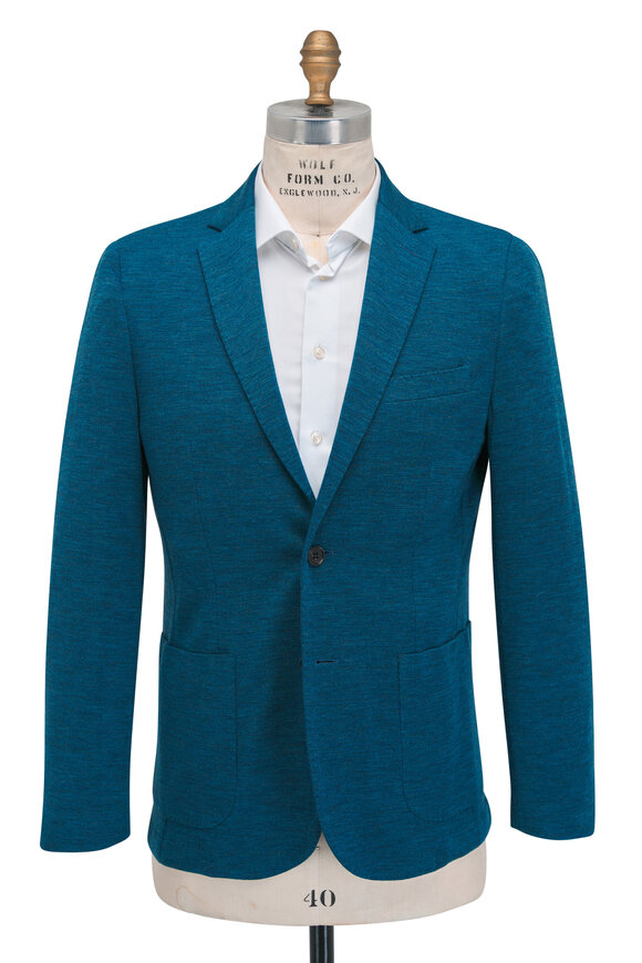 Maurizio Baldassari - Teal Knit Wool Jersey Sportcoat