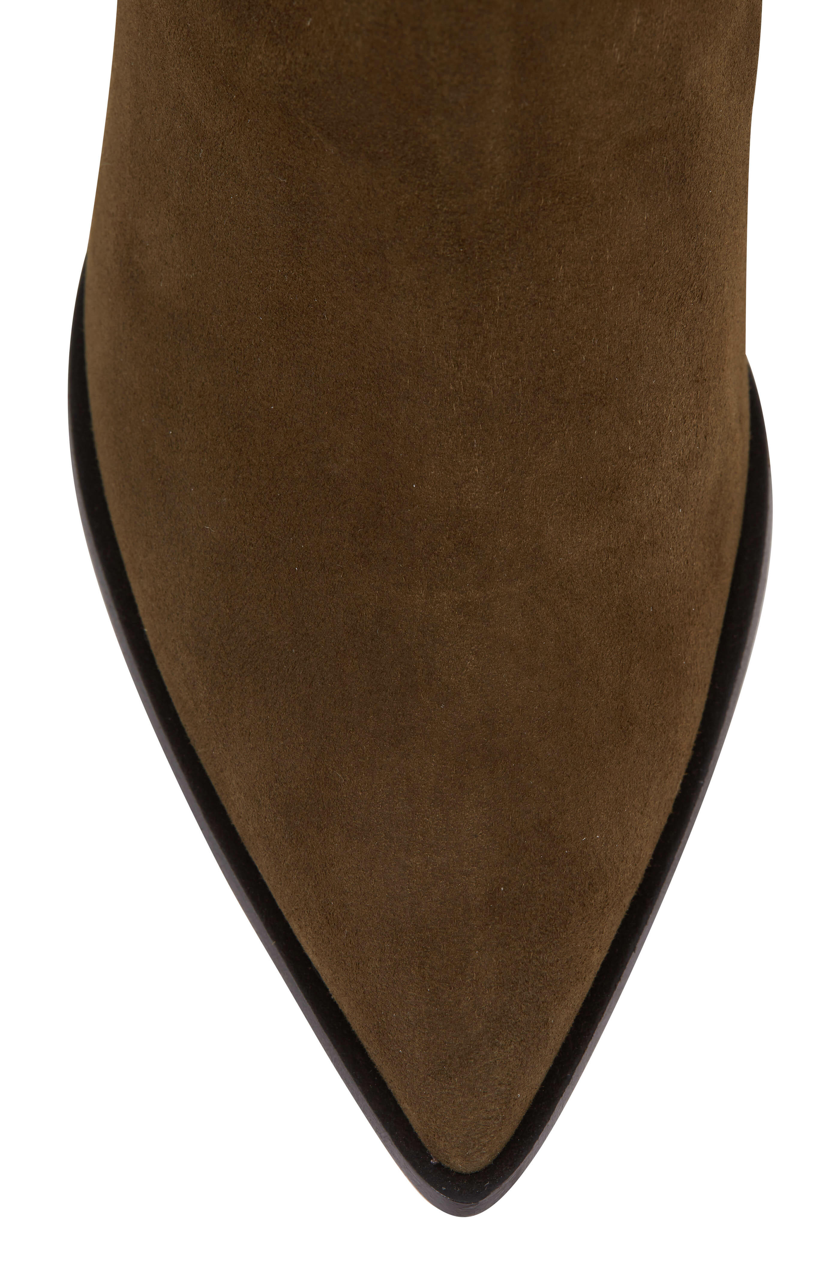 Aquazzura - Boogie Dark Moss Suede Cowboy Boot, 70mm