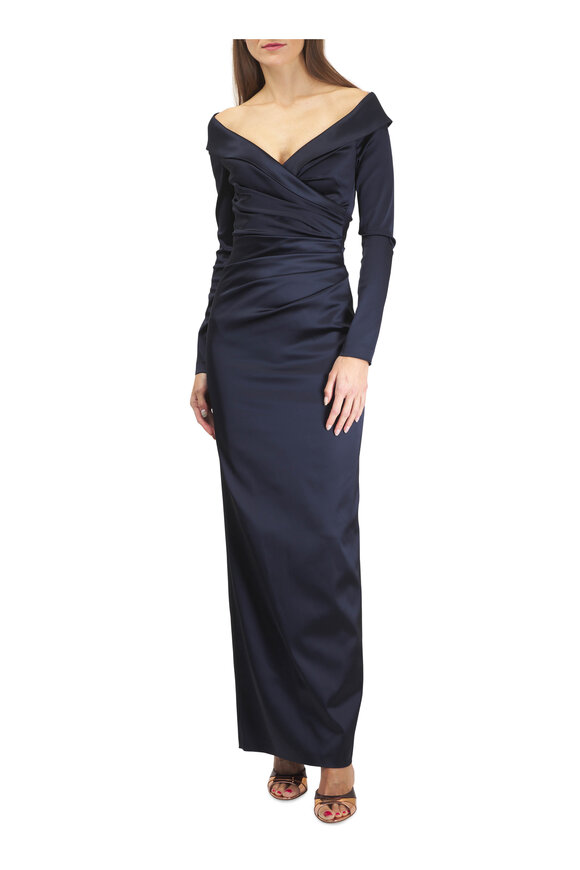 Talbot Runhof Navy Long Sleeve Gown - view 2