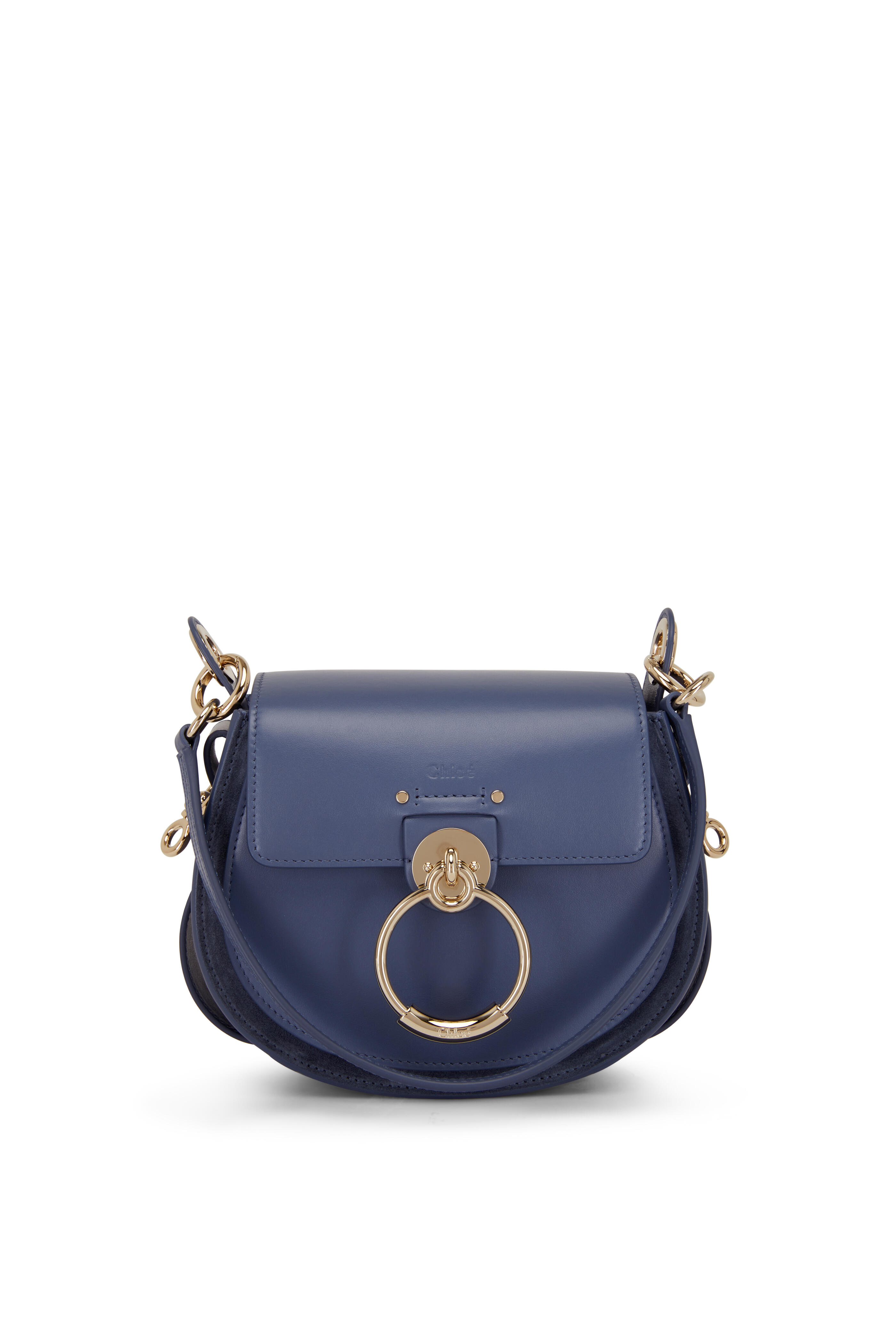 Chlo Small Graphite Navy Tess Leather Crossbody Bag