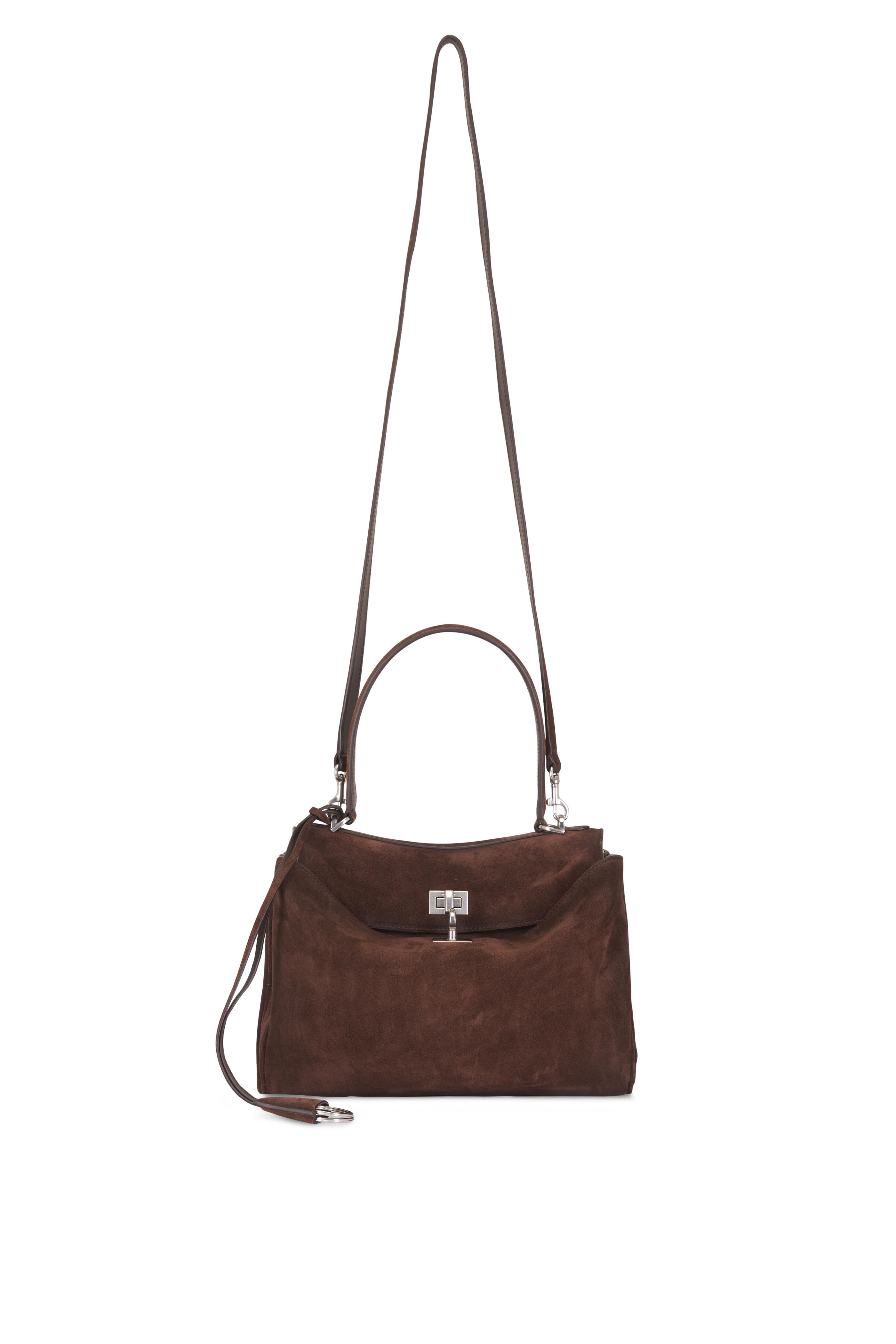 Balenciaga - Small Rodeo Espresso Suede Top Handle Bag - view 1