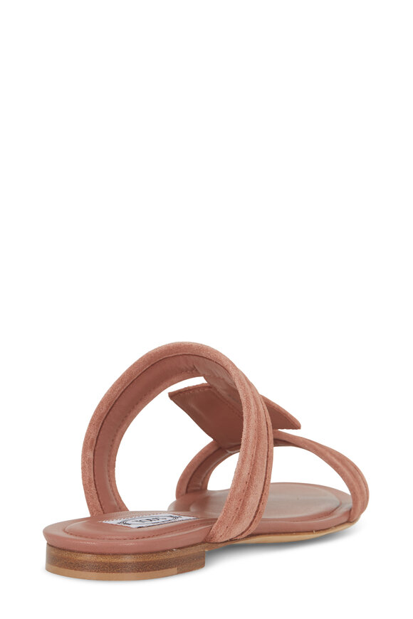 Tod's - Warm Pink Suede Double-Band Flat Sandal