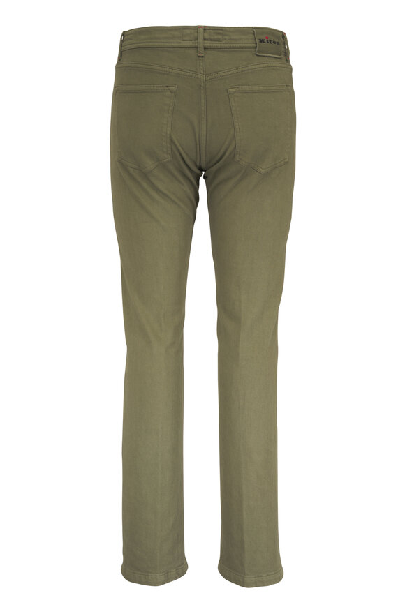Kiton Olive Green Five Pocket Denim Pant - view 3