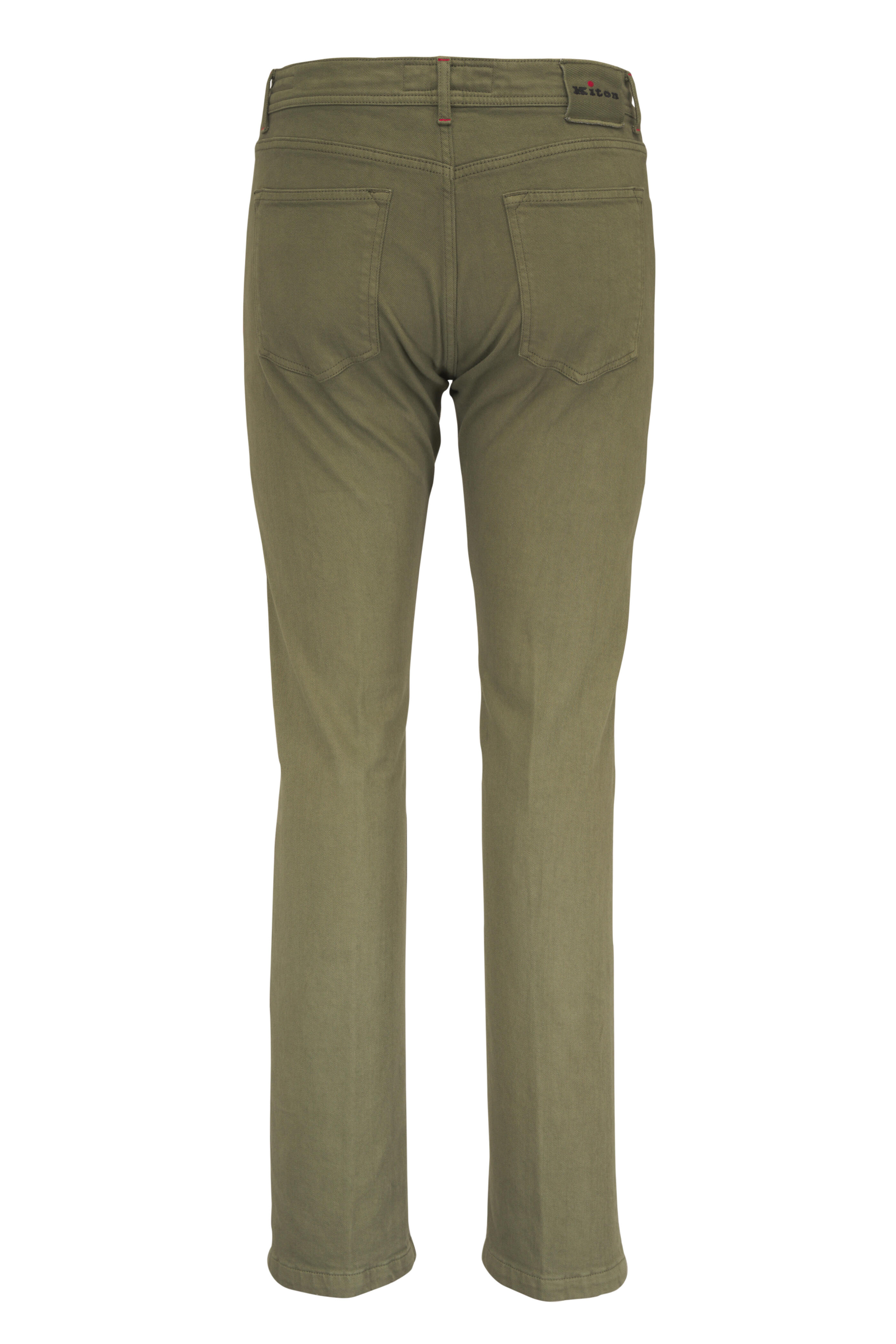 Kiton - Olive Green Five Pocket Denim Pant - view 3