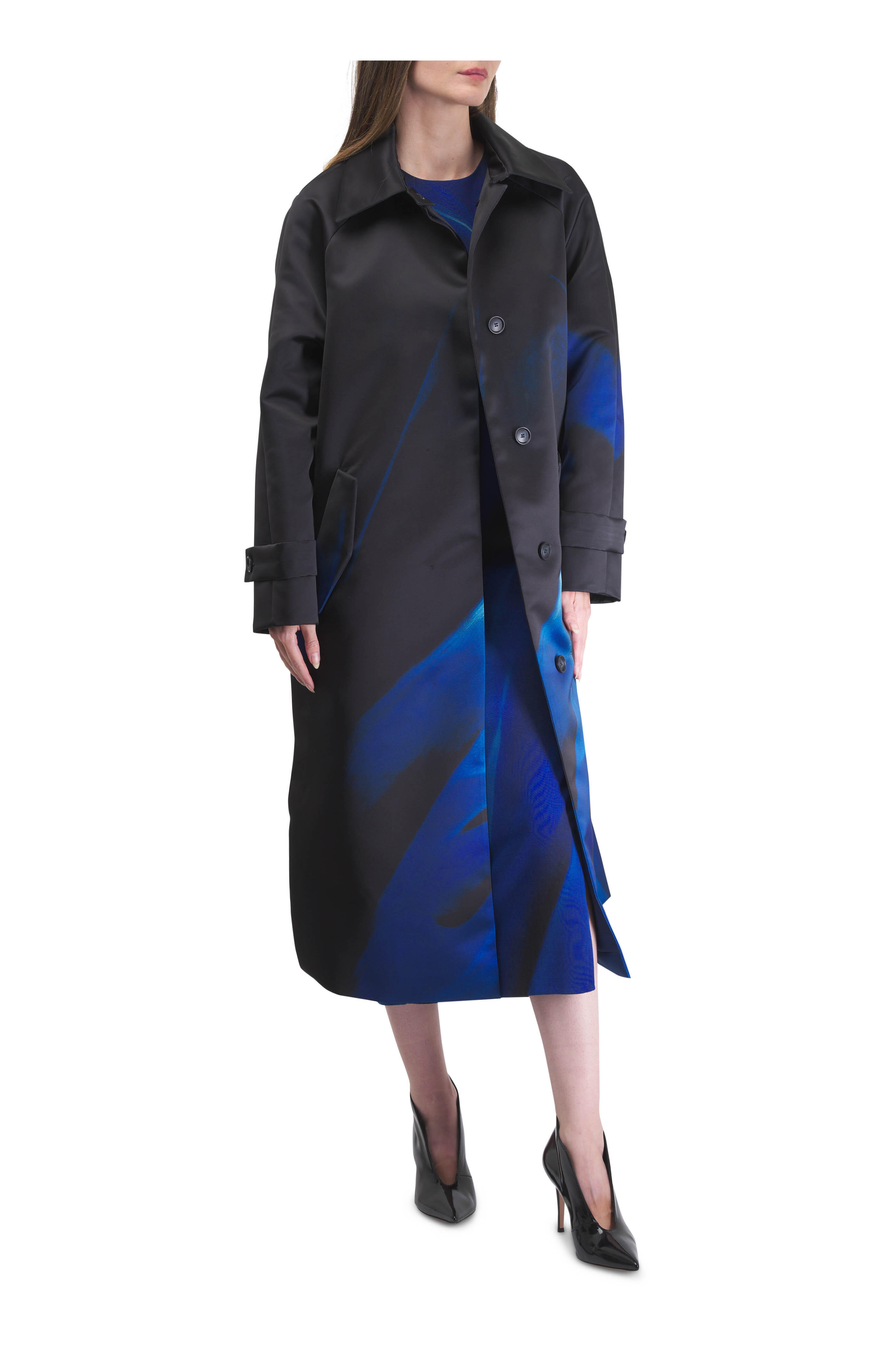 Akris - Elliot Black & Royal Blue Trench Coat