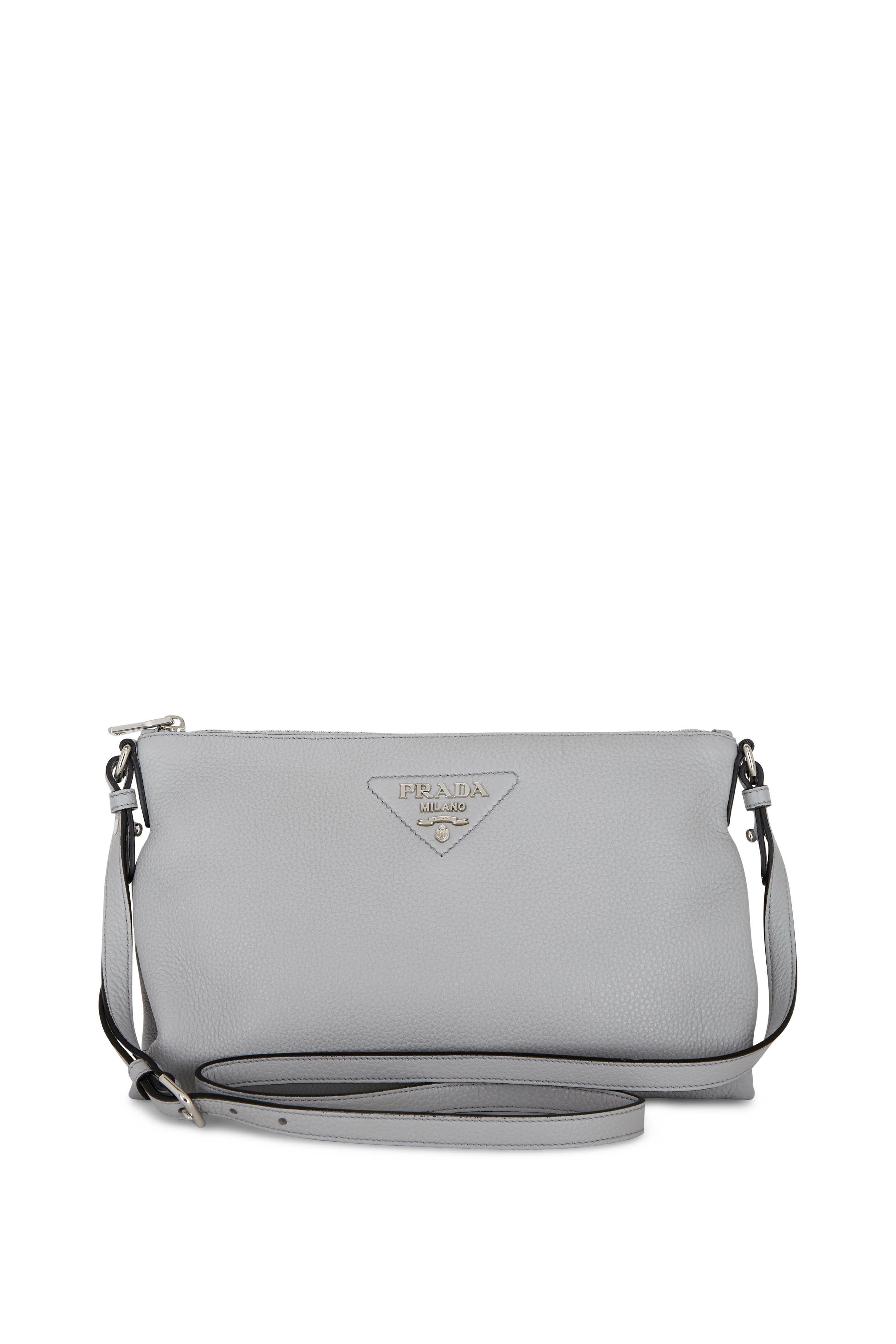 Prada - Vitello Diana Gray Leather Slim Shoulder Bag