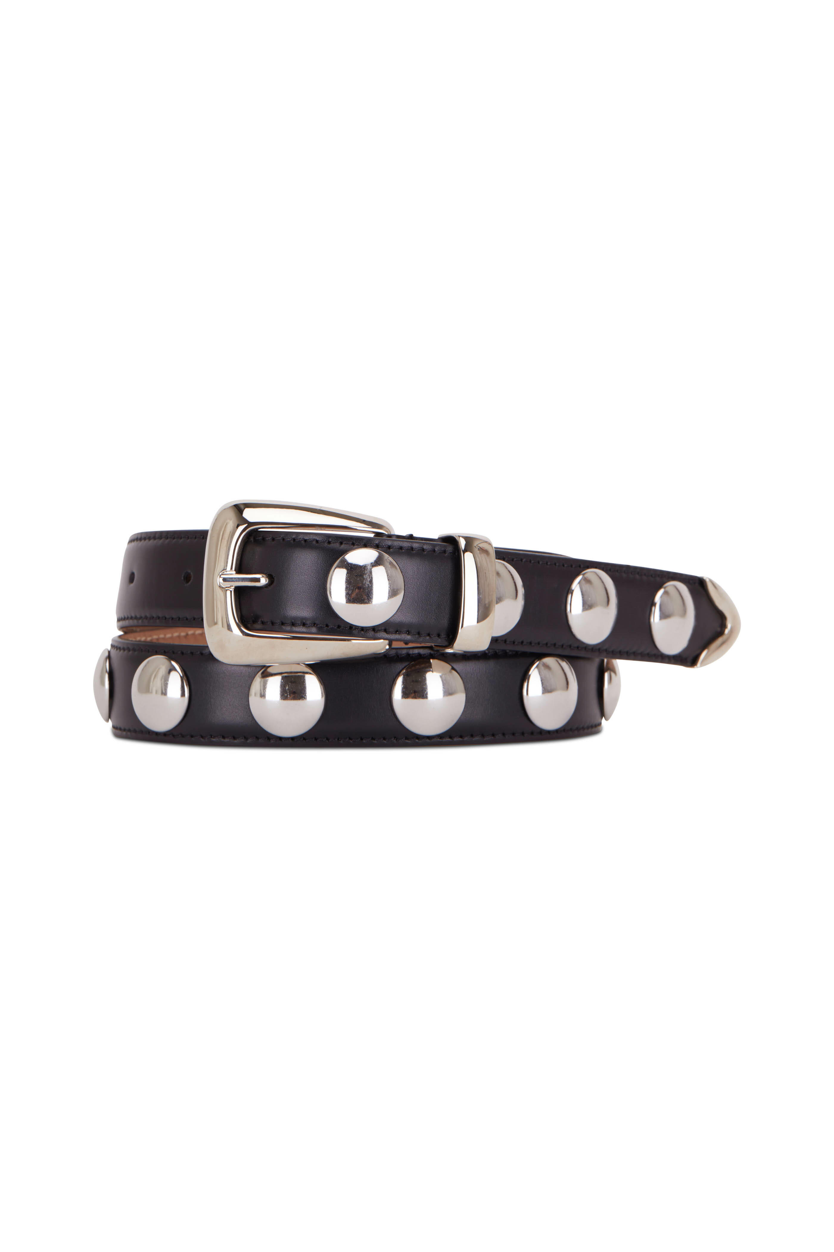 Khaite - Hugo Black Leather Grommet Belt | Mitchell Stores