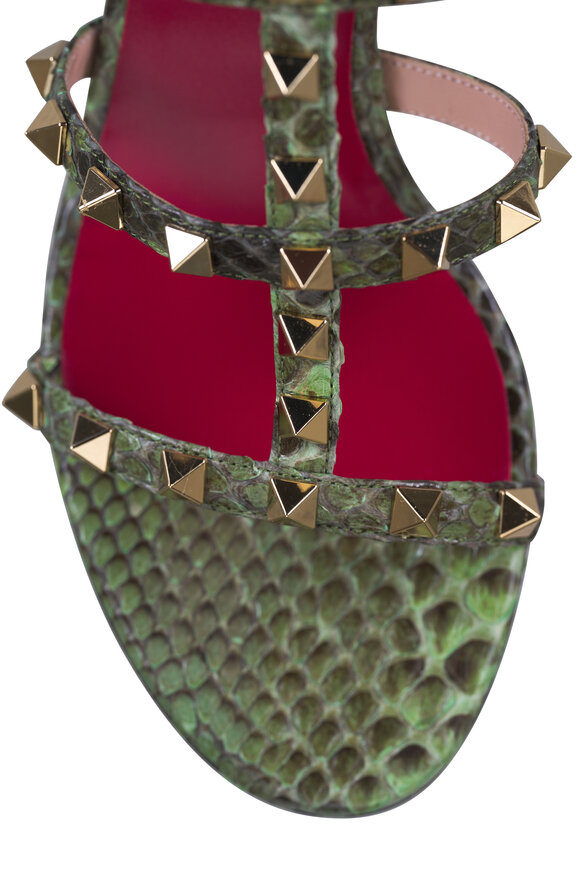 Valentino Garavani Green Rockstud Metallic Leather Sandal, 60mm - view 5