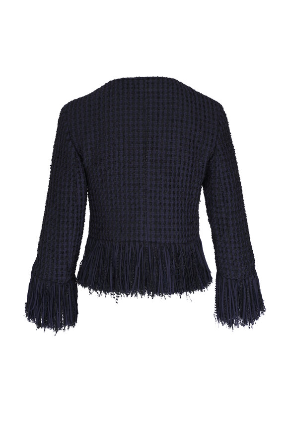 Akris Punto - Navy Blue Fringe Tweed Jacket 