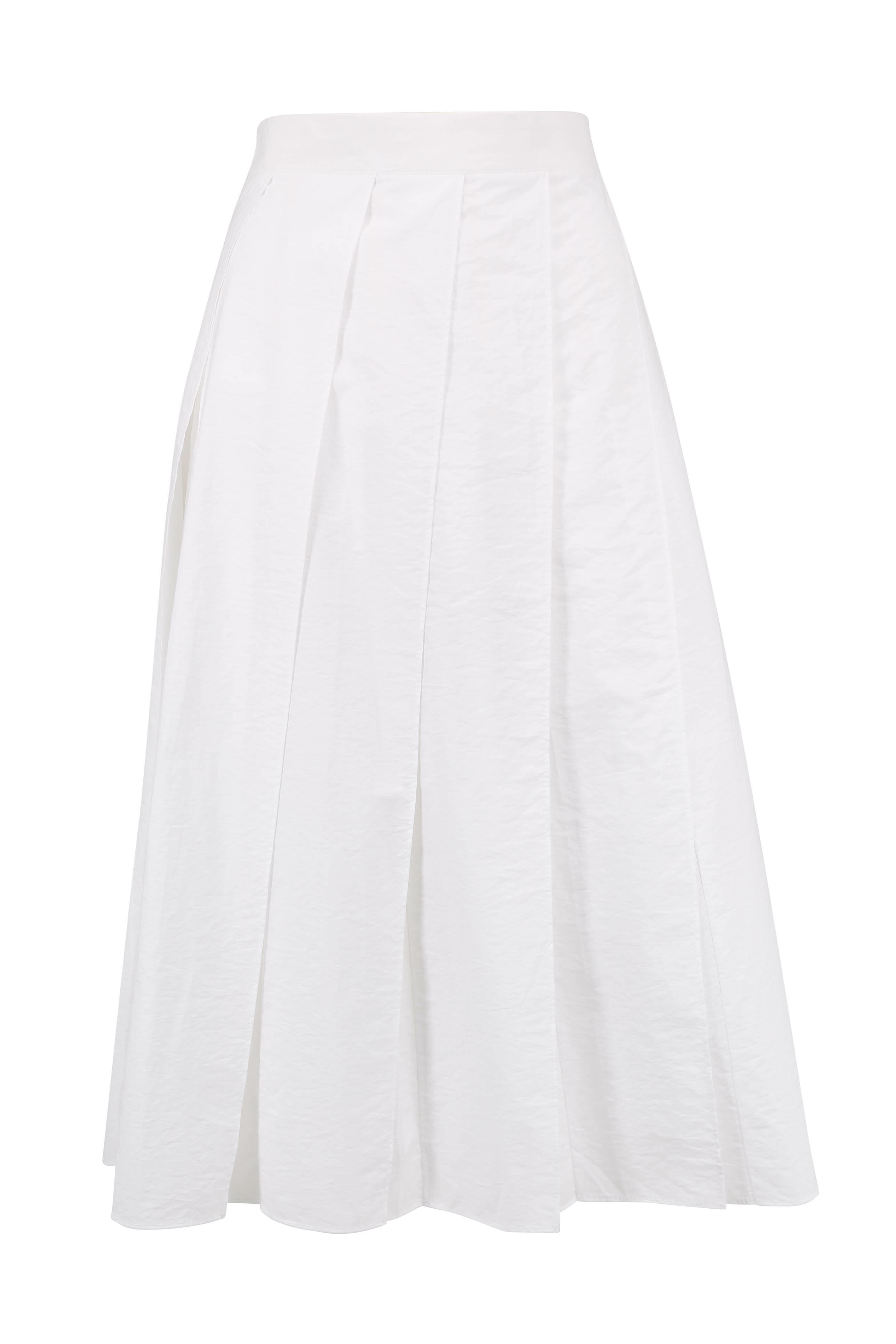 White pleated midi outlet skirt