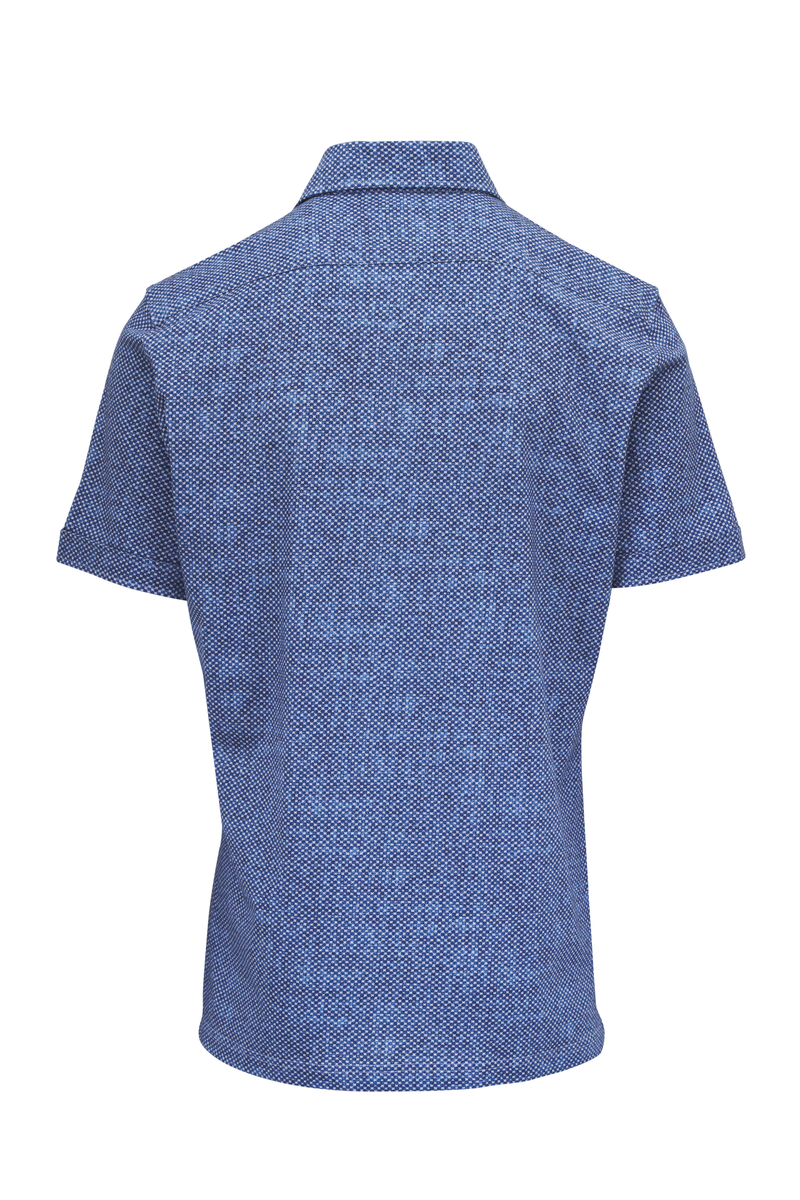 Emanuel Berg - Pablo Blue Mini Print Short Sleeve Button Down