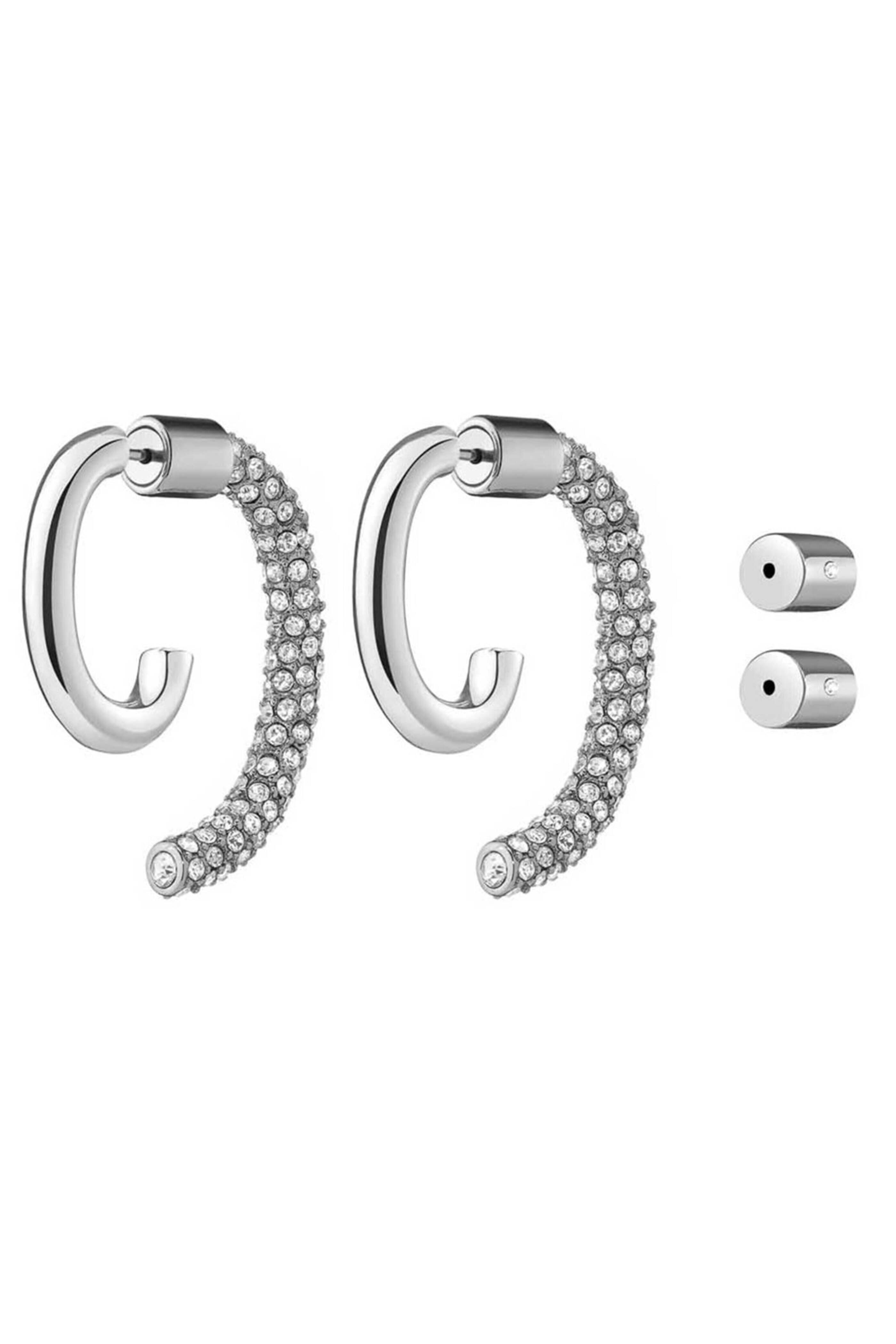 Demarson - Silver Swarovski Crystal Luna Convertible Hoops
