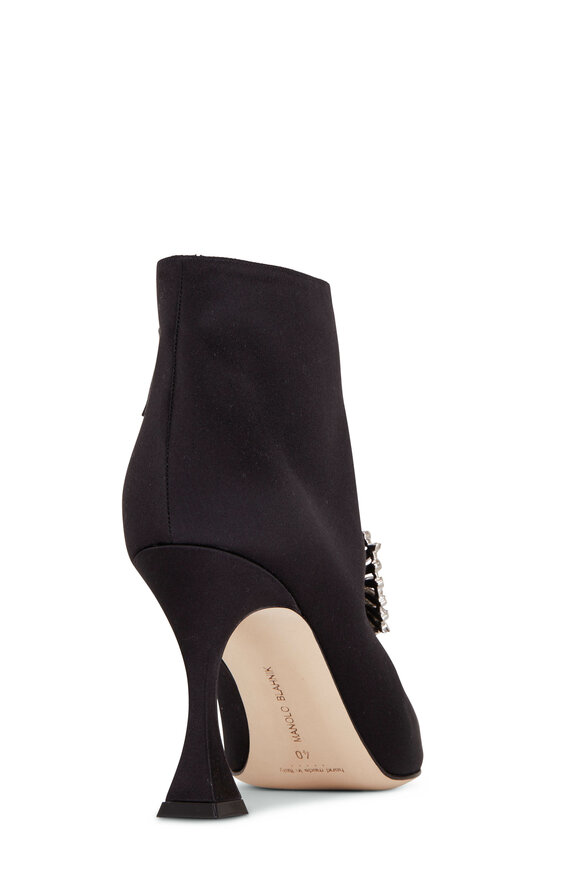 Manolo Blahnik - Cantita Black Satin Boot, 90mm