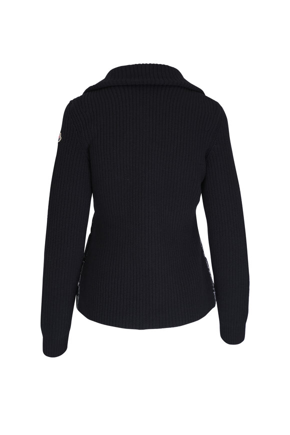 Moncler - Black Pearl Finish Down Knit Jacket 