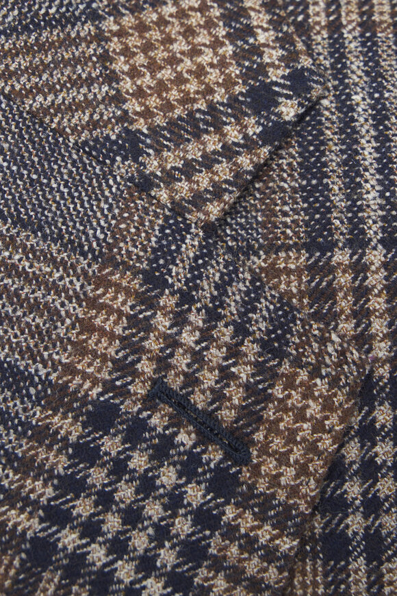 Atelier Munro - Blue & Brown Plaid Wool, Cashmere & Silk Sportcoat