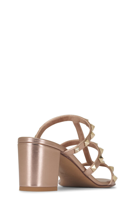Valentino Garavani Rose Gold Rockstud Metallic Leather Sandal, 60mm - view 4