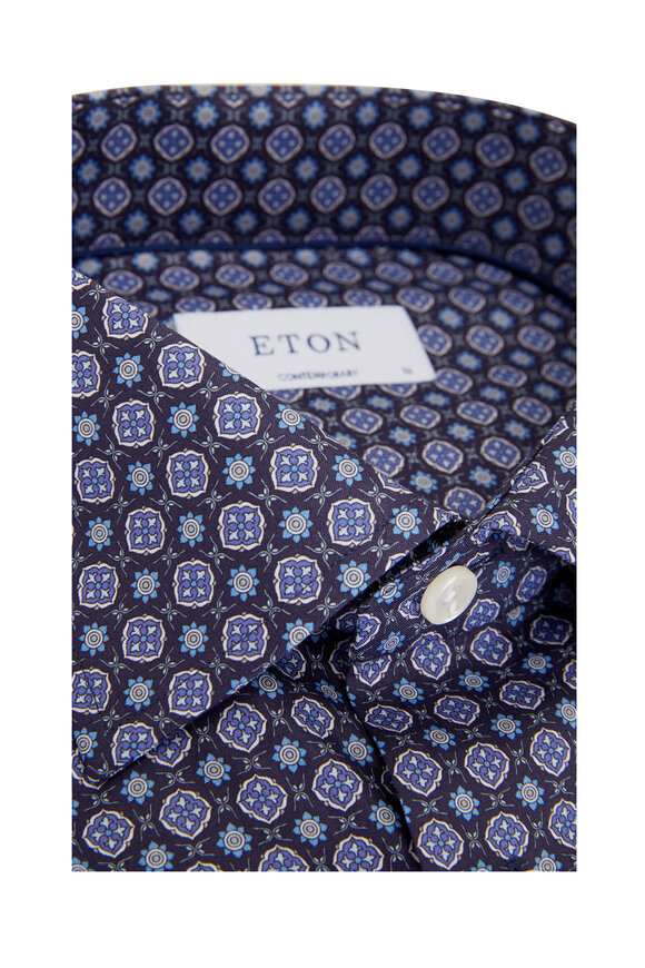 Eton - Blue Medallion Print Dress Shirt