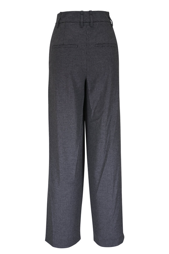 Vince - Gray Microcheck High Rise Wide Leg Pant