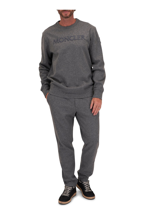 Moncler - Dark Gray Embroidered Logo Wool Blend Sweatshirt 
