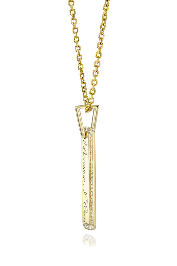 Dru 14k Yellow Gold "Baby Because I Can" Tag Necklace - view 2