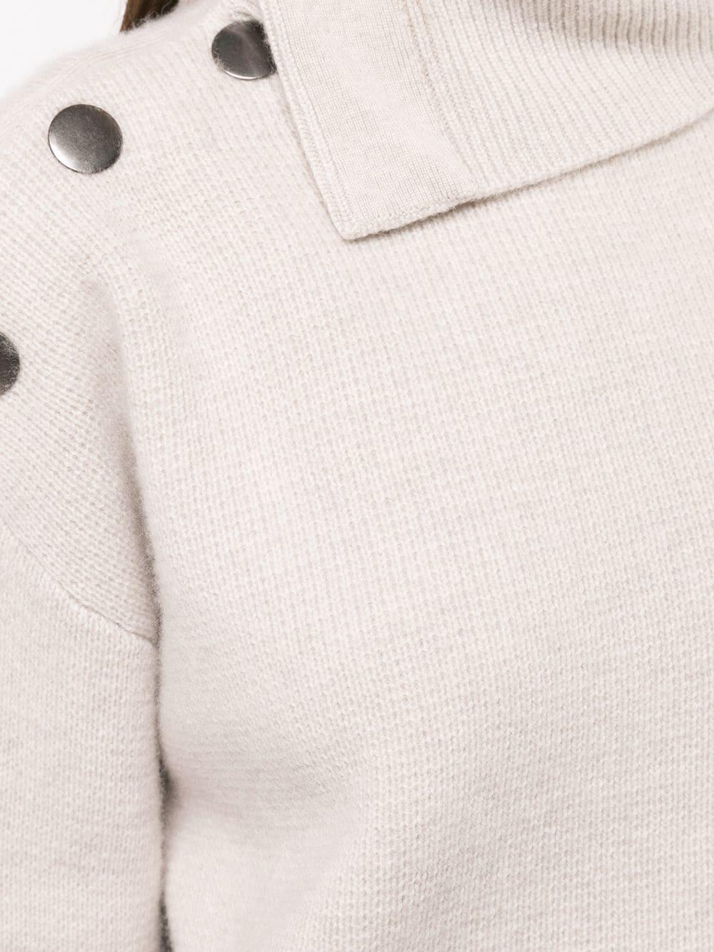 Le Kasha - Light Beige Cashmere Three Snap Shoulder Sweater