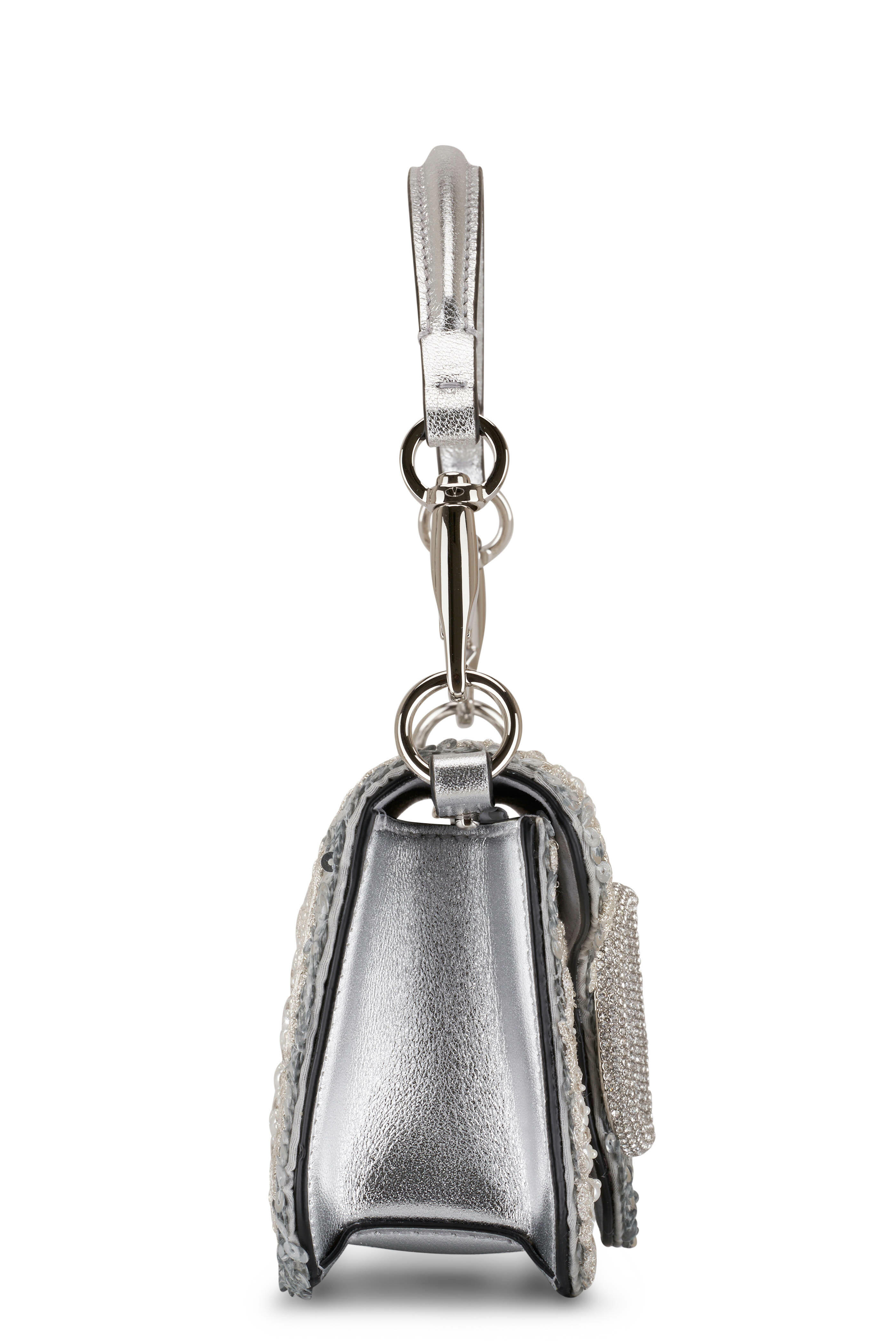 Loco Small Beaded Shoulder Bag in Silver - Valentino Garavani