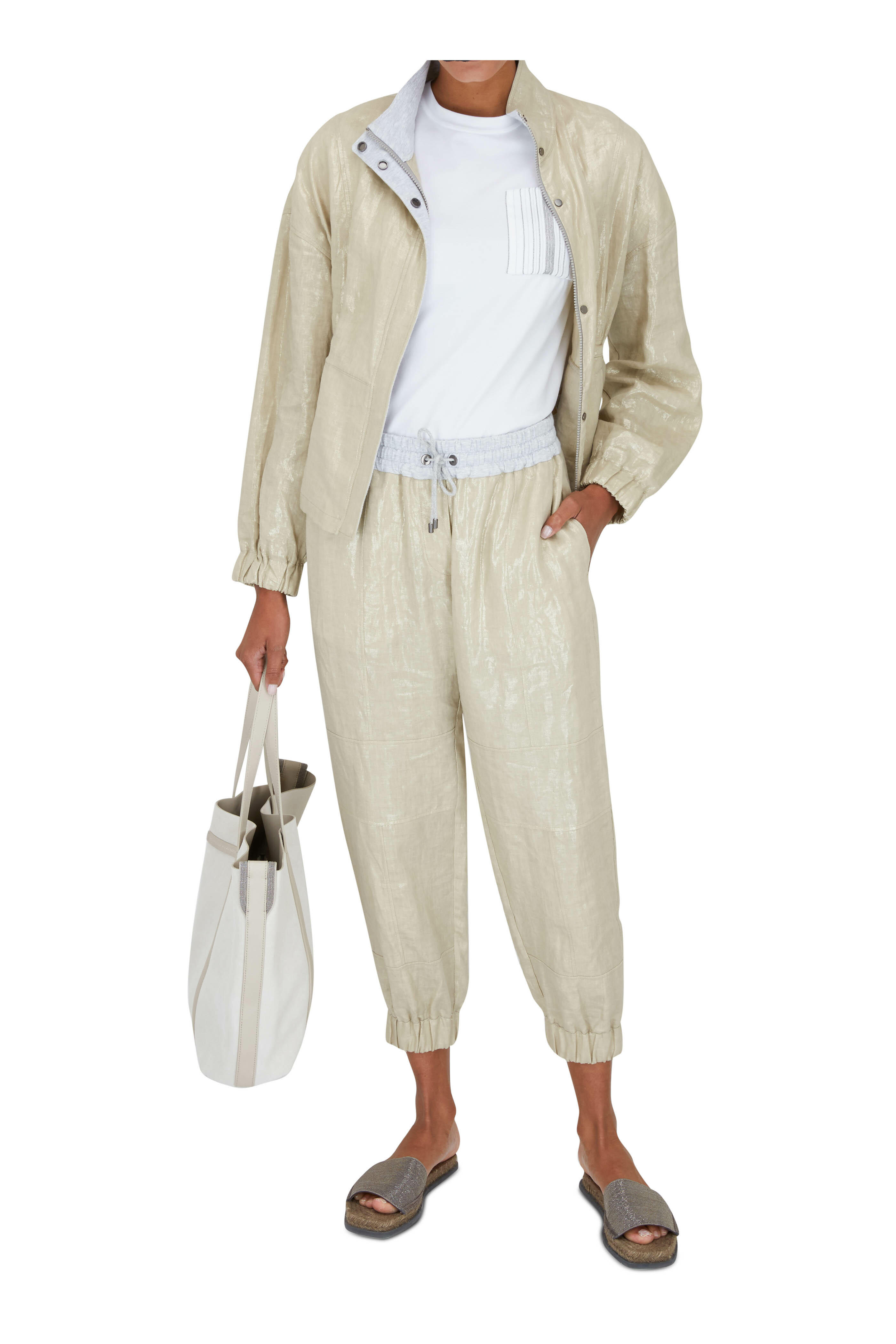 Brunello Cucinelli - Light Gold Coated Linen Drawstring Jacket